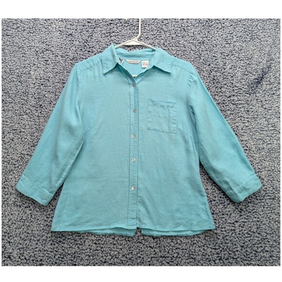 Richard Malcolm Tops - Richard Malcolm 100% Irish Linen Button Up Shirt Size S Lagenlook Boho Blue